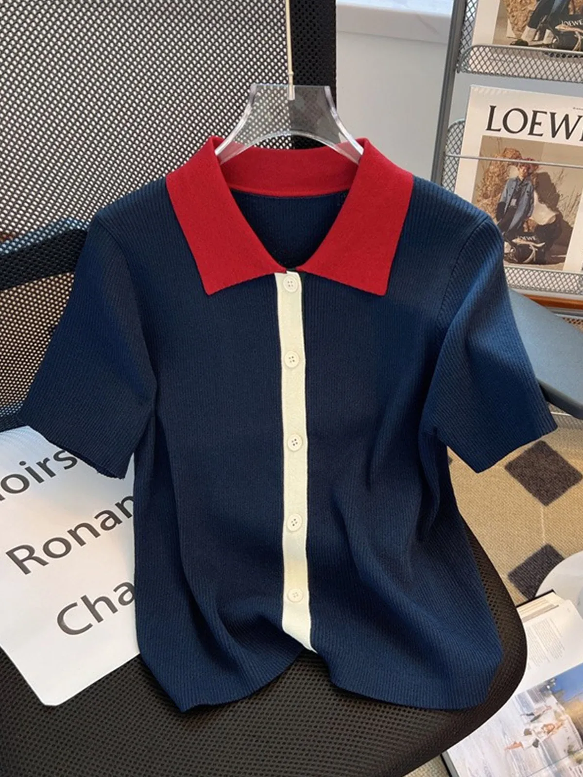 قميص Dopne Color Blo Ne Knitwear فضفاض مناسب للصيف مقاس كبير للنساء مريح ومسامي كاجوال #3