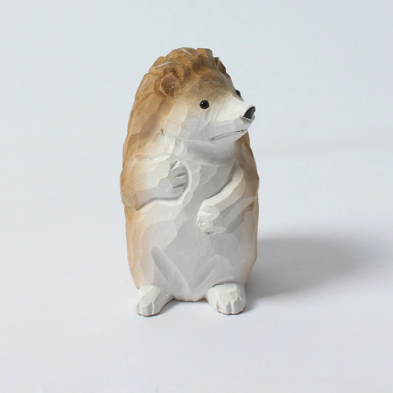 Handmade wood carving lovely hedgehog small ornaments table top small hedgehog decoration wood crafts gift
