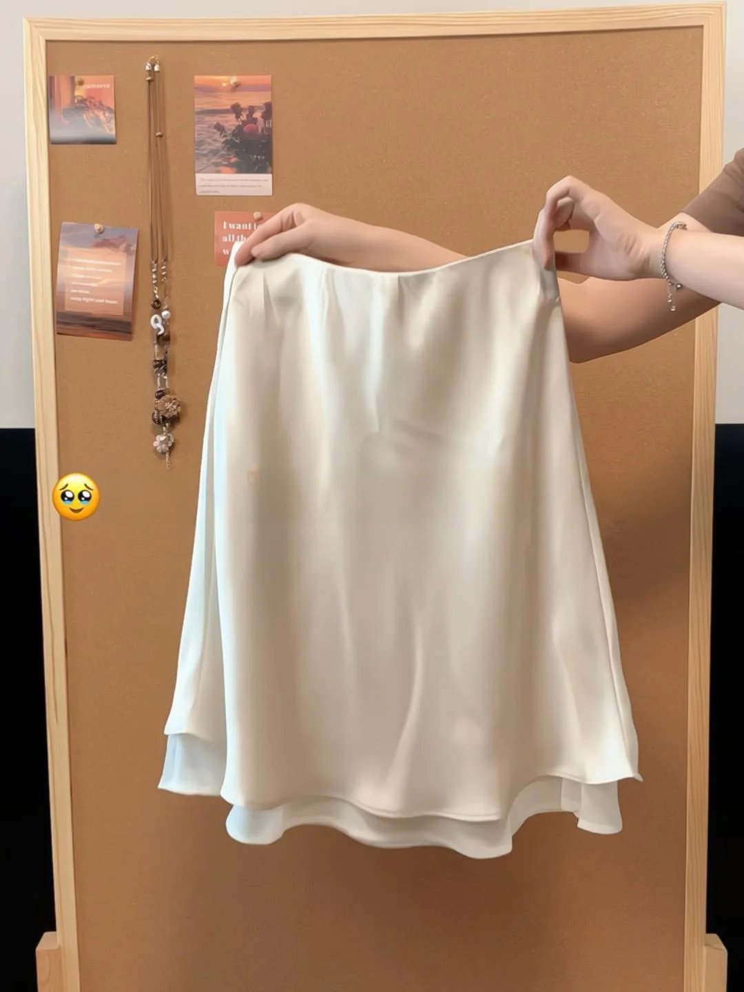 

Casual Style Commute Silk A-Line Skirt Women Slimming Versatile Mid-Length Skirt Elegant And Feeling