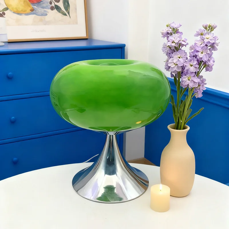 Creative glass lamp Bauhaus Macaron desk lamp Bedroom bedside atmosphere Night light Cure decorative desk lamp
