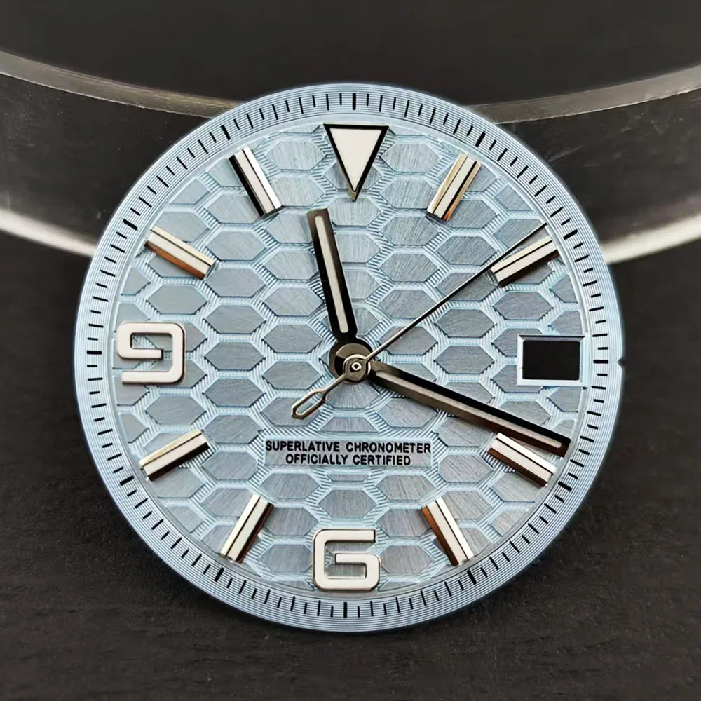 NH35 dial watch with blue glow in the dark 28.5mm men's watch customized logo suitable for NH35 movement watch accessories