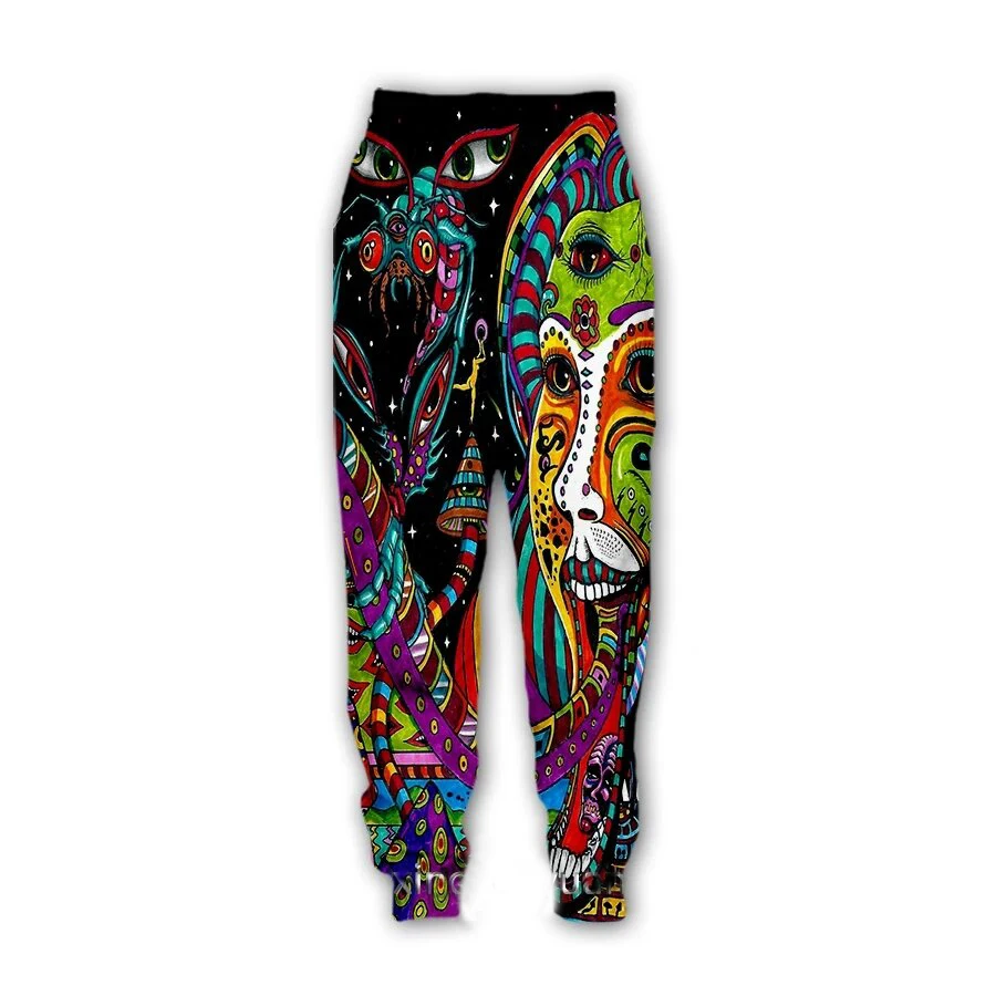 Herrenmode Herbst Sporthose psychedelische Kunst 3D-gedruckte Hose neutrale Straße lässig gerade Bein Jogginghose Q0156