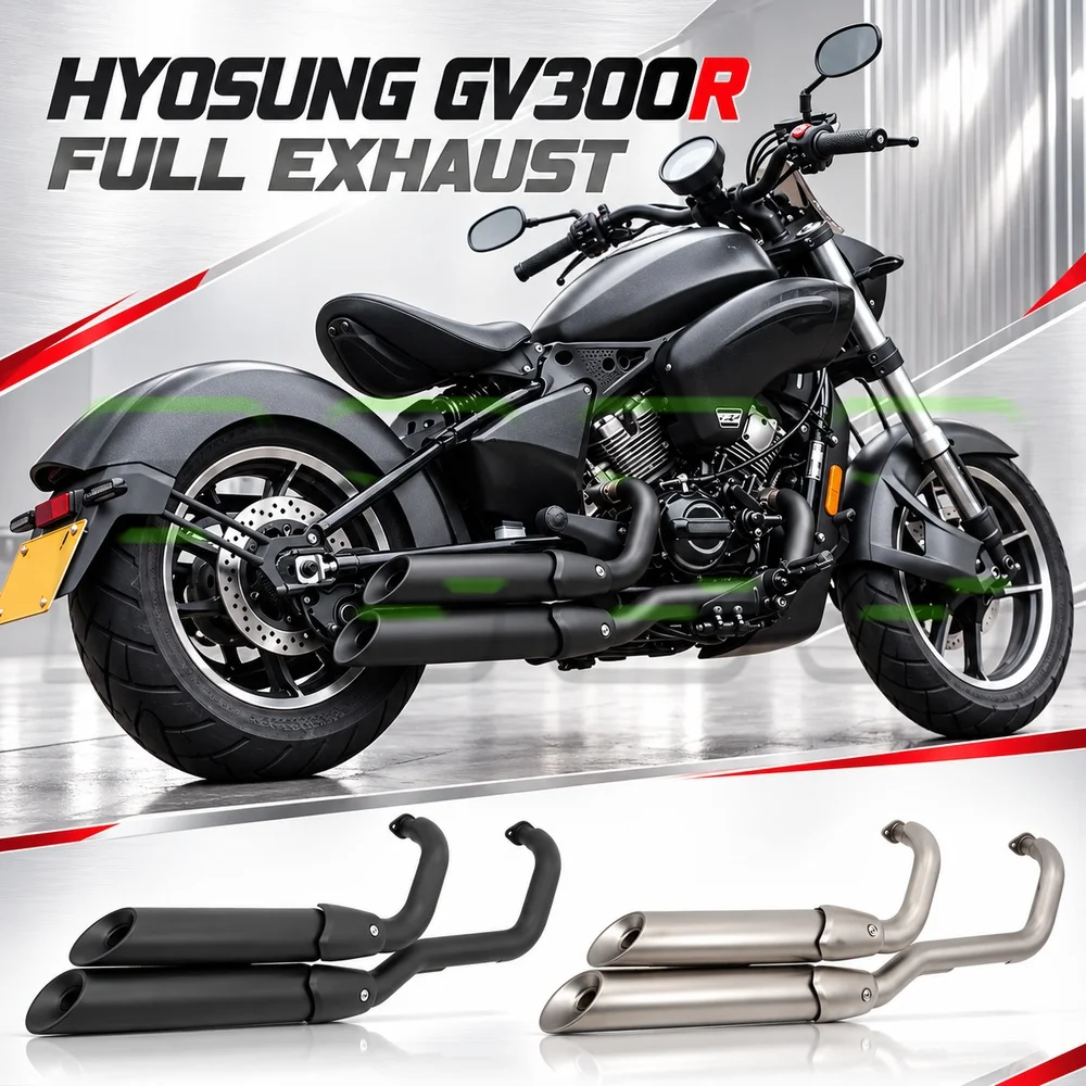 Full  Stainless Steel Exhaust Pipe For HYOSUNG GV300R Complete Exhaust Muffler Modified Accessories
