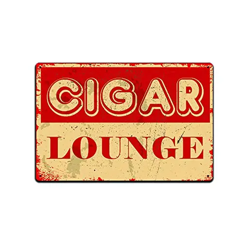 Cigar Lounge Metal Tin Sign Smoking Room Vintage Tin Sign Home Bar Smoking Room Garage Club Coffee Wall Decoration 12x16 Inches