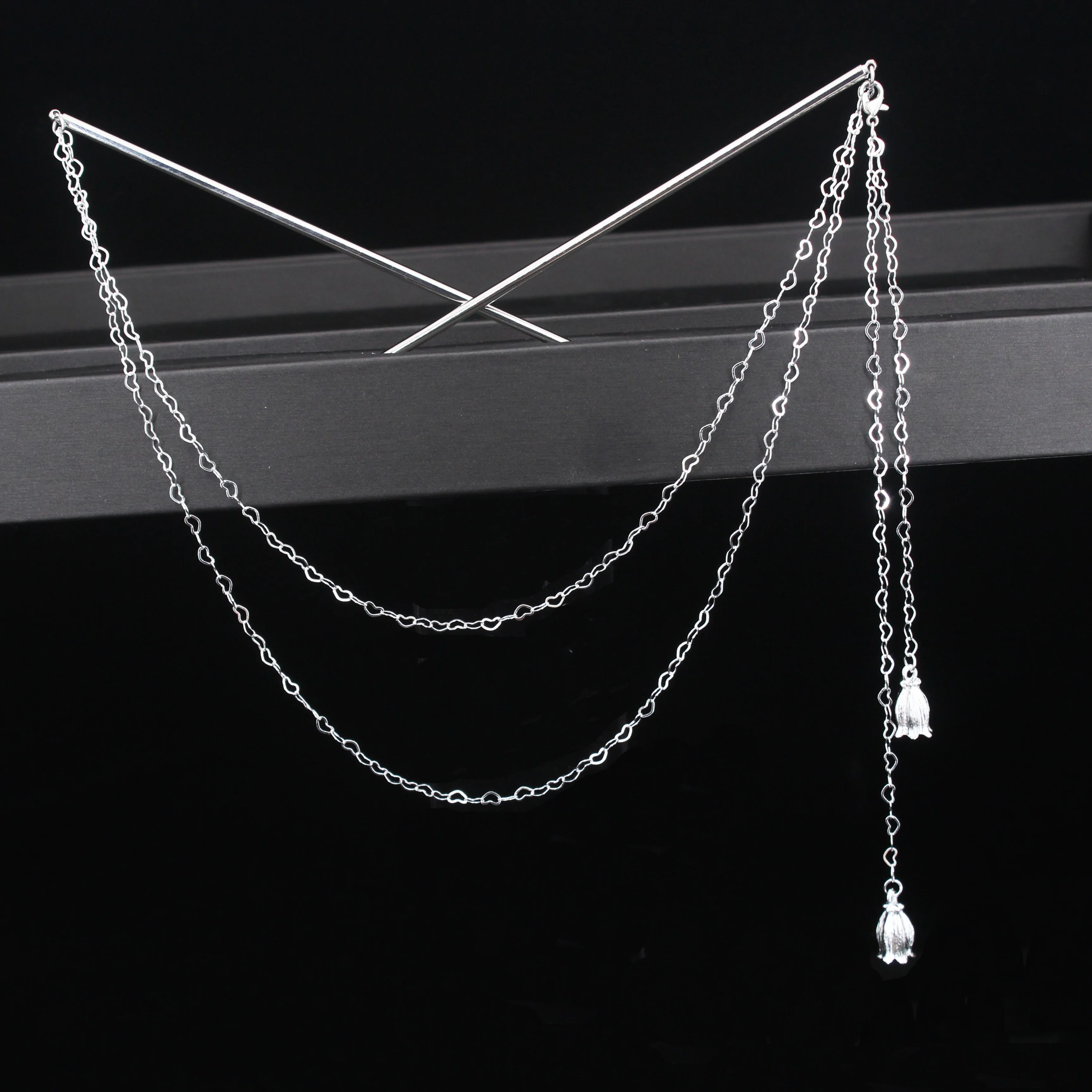 Doppelte Kette Haar Gabel Perle Quaste Haar Stick Nunchaku Haarnadel Chinesischen Stil Retro Haar Zubehör für Hanfu Tiaras Ornamente – Detail 2