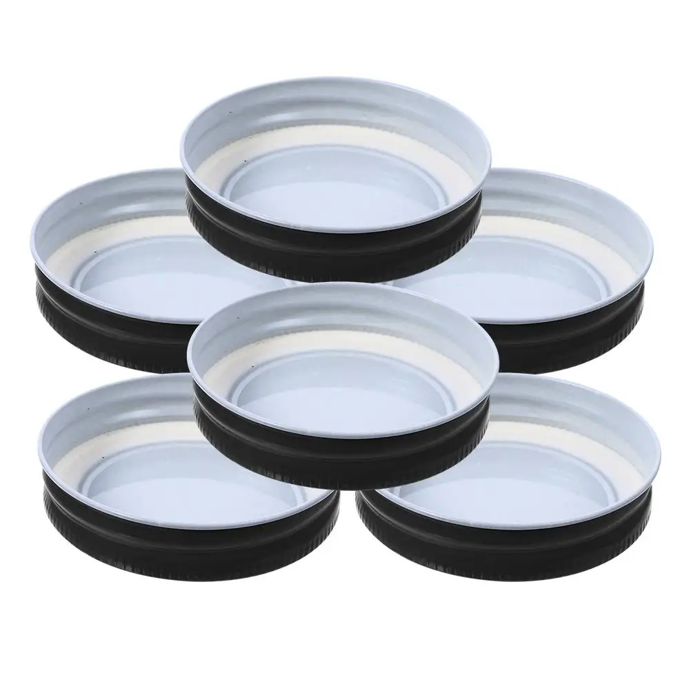 

6 Pcs Tinplate Jar Lids 70mm Black Reusable Canning Covers Leakproof Sealing Wide Mouth Food Storage Gifts