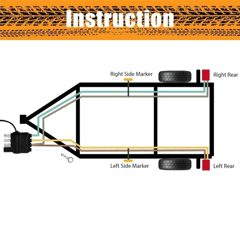 A56P-22FT 4 Pin 5 Wire Trailer Wiring Harness,Trailer Light Kit 5 Wire 4 Pin Harness Trailer Connector Wire Plug For RV Boat
