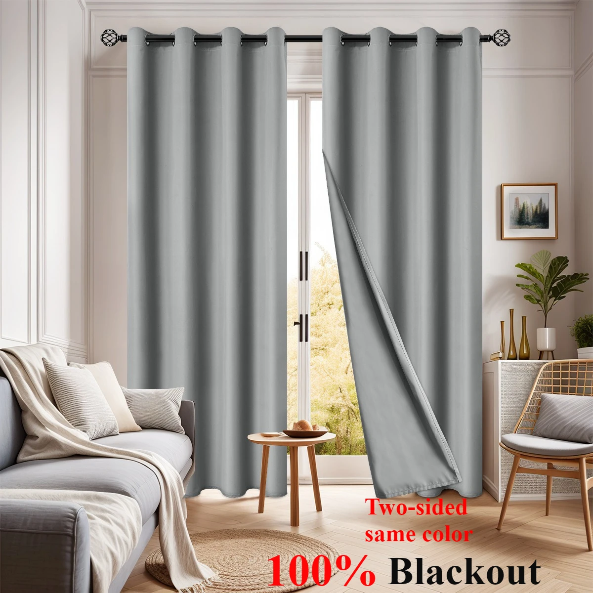 100% Blackout Gray White Window Curtains for Living Room Bedroom Dining Same As on Both Sides Luxury 창문커텐 Decor Luxury Fashion