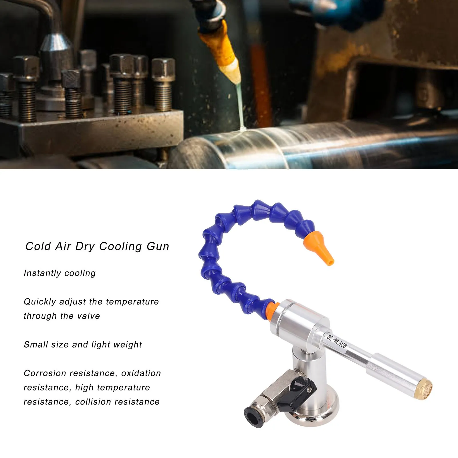 6 Pcs/Set Cold Air Dry Cooling Gun 7 Bar 520BTU Aluminum Alloy Flexible Vortex Tube Cold Air Gun 8cfm 220L/min