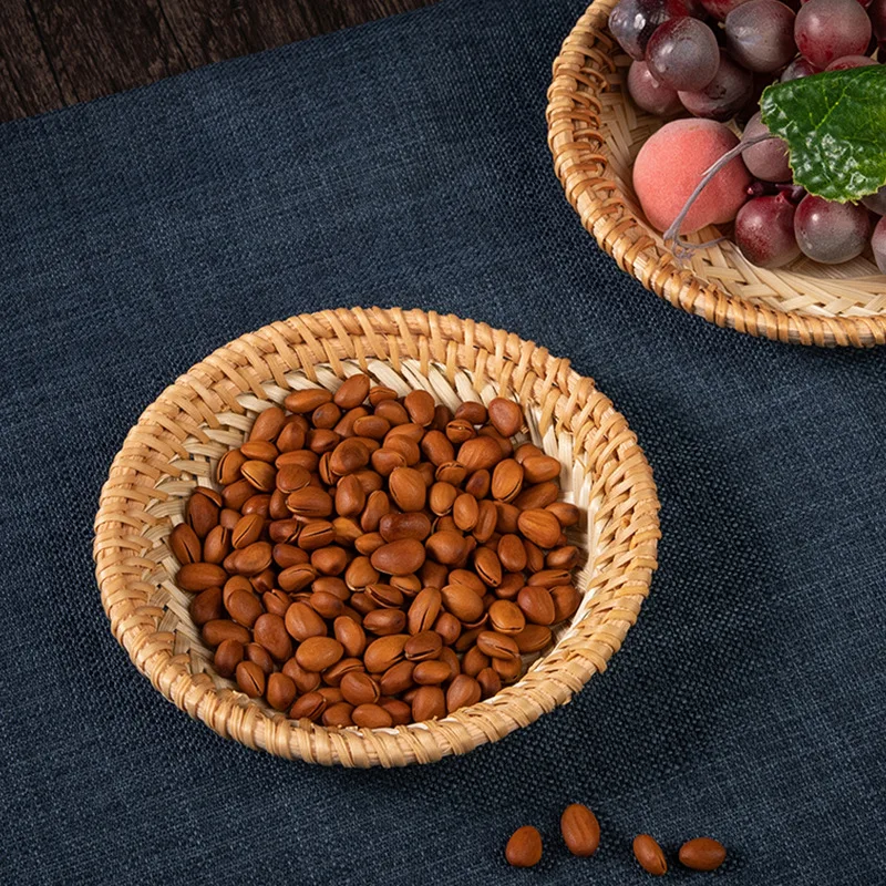 3/5pcs Handmade Rattan Bamboo Woven Basket Set Round Storage Tray Fruit Bread Plate Wall Hanging Decor Home Kitchen Organizer