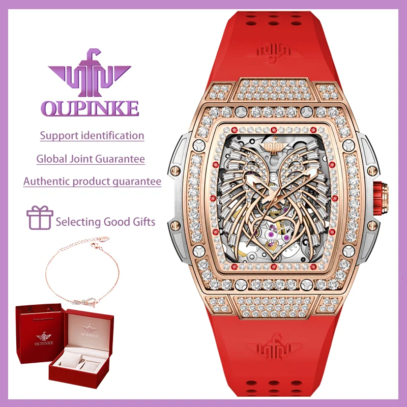 OUPINKE Original Luxury Brand Women\'s Watches Fully Automatic Mechanical Watch Diamond Dial Waterproof Sapphire Mirror Surface