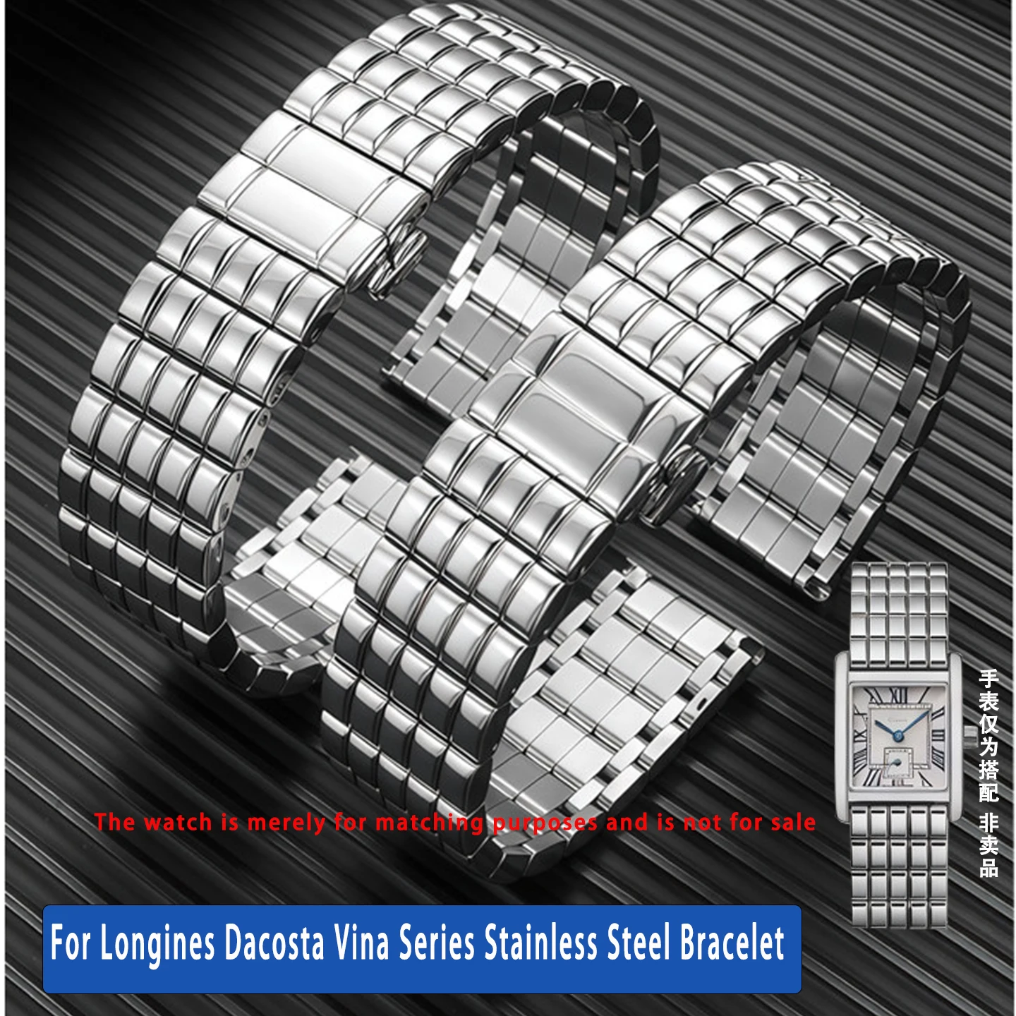 For Longines Dantovina series fashionable and versatile stainless steel women's watch strap and stainless steel chain  16mm