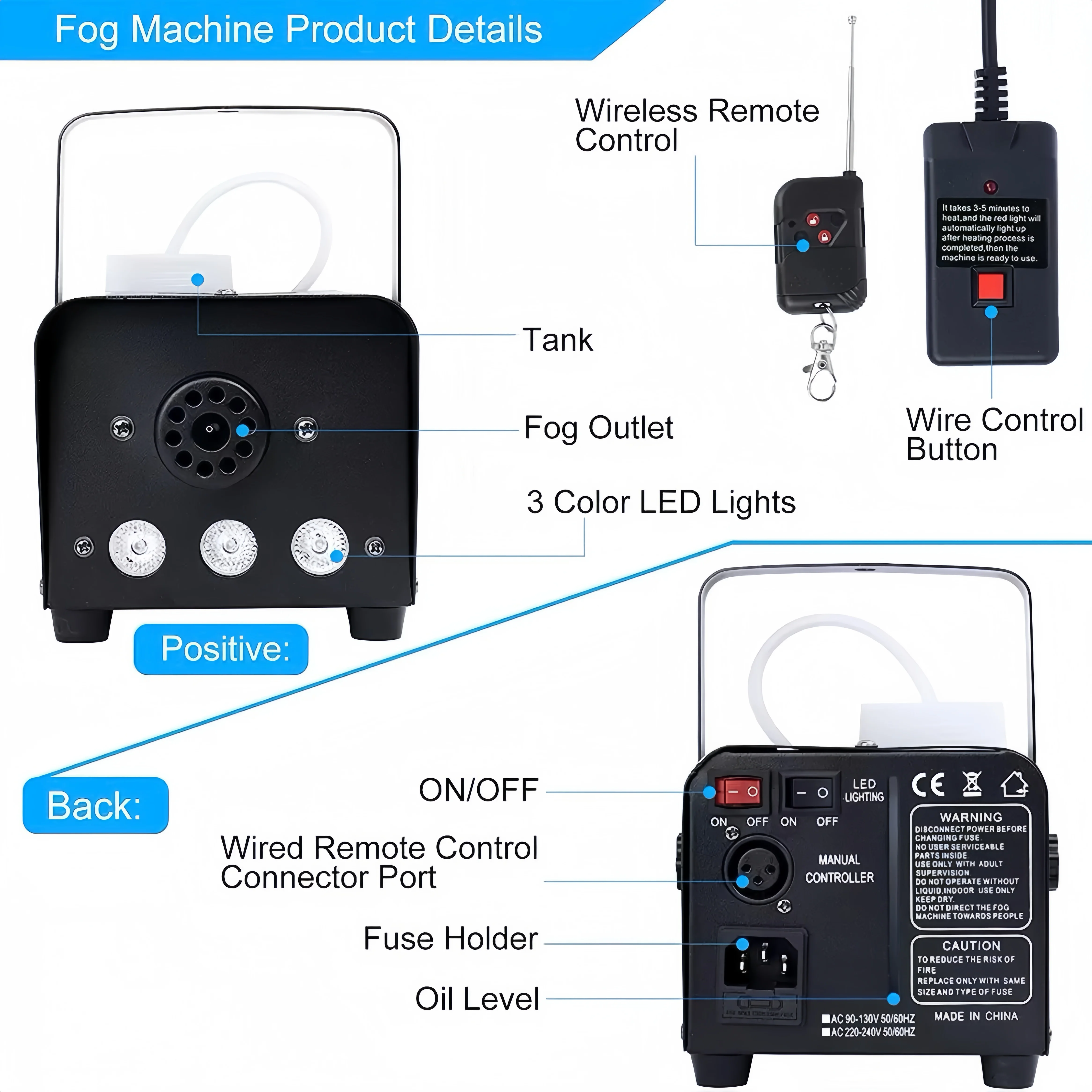 BOTAI LED 500 واط اختيار الألوان كامل آلة الضباب بار الزفاف KTV غرفة آلة الضباب التحكم عن بعد #2