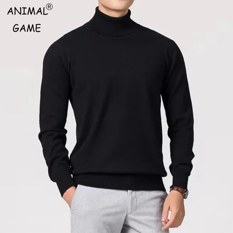 Sweatwear Men's Sweater Solid Color High Neck Pullover Knitted Warm Turtleneck Sweatwear Woolen Mens Winter Outdoor Basic Tops