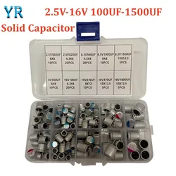 115PCS 10 Valores Capacitor Eletrolítico Sólido Super Baixo ESR 2.5V 4V 6.3V 16V 100UF 270UF 470UF 560UF 820UF 1000UF 1500UF