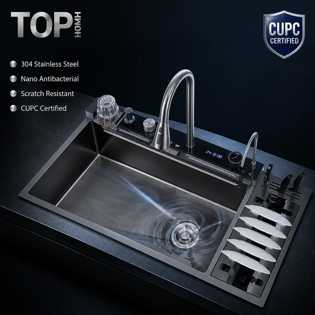 Smart 304 Stainless Steel Waterfall Multifunctional Kitchen Sink Modern Sink Kitchen Stainless Steel Kitchen Sinks