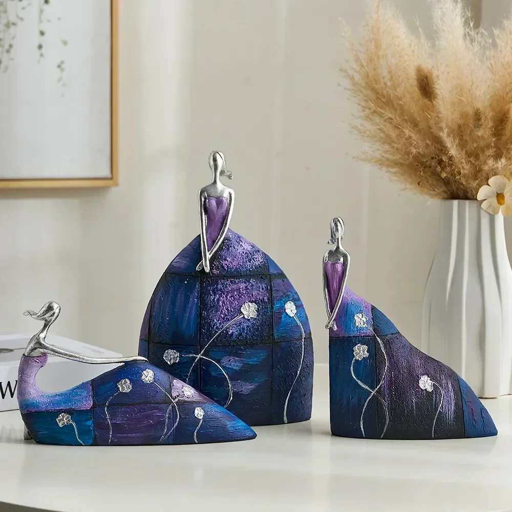Aesthetic Female Figurines Home Decor Living Room TV Cabinet Office Desk Ornaments Painting Girl Statue Artistic Sculpture