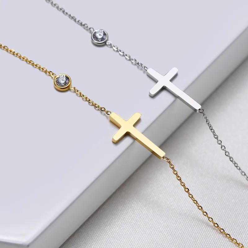 CAOSHI Fashion Simple Cross Bracelet for Women Stylish Jewelry for Daily Life Trendy 3 Metal Colors Accessories for Engagement