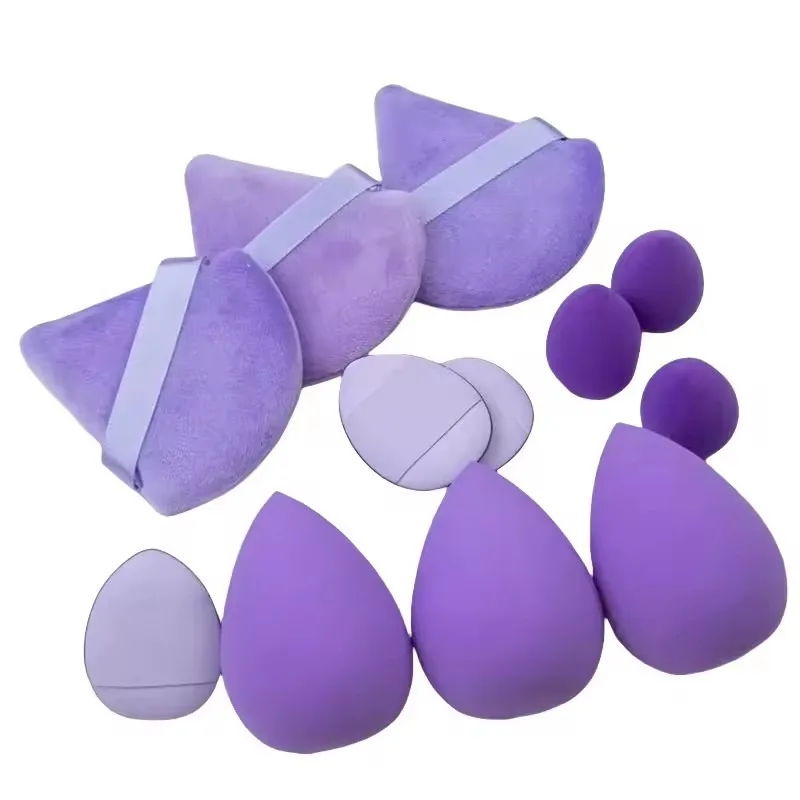 Solid Color 12PCS Makeup Sponge Set, Loose Powder and Finger Catching Thumb Puff Cotton Mini Powders Puffs Soft Makeups Eggs Set