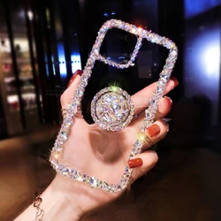 Fashion Rhinestone Phone Case For Samsung GalaxyS24 S25 Plus S21 FE S22 23Ultra Note20 10 Glitter Luxury Diamond Stand Cover