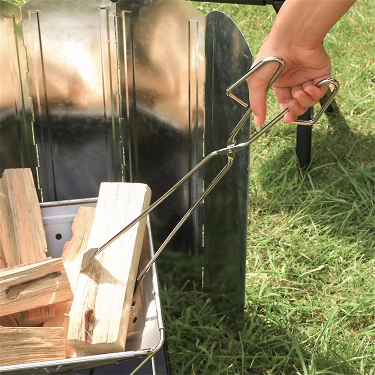 Pinze per carbone Pinze per bastoncini versatili, pinze per barbecue durevoli in acciaio inossidabile, pinze per carbone XQ