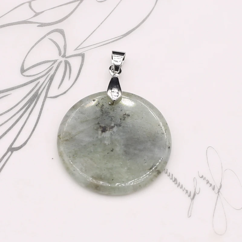 Natural Stone Pendants Polished Round Lapis lazuli Labradorite for Jewelry Making Diy Women Fashion Necklace Earring