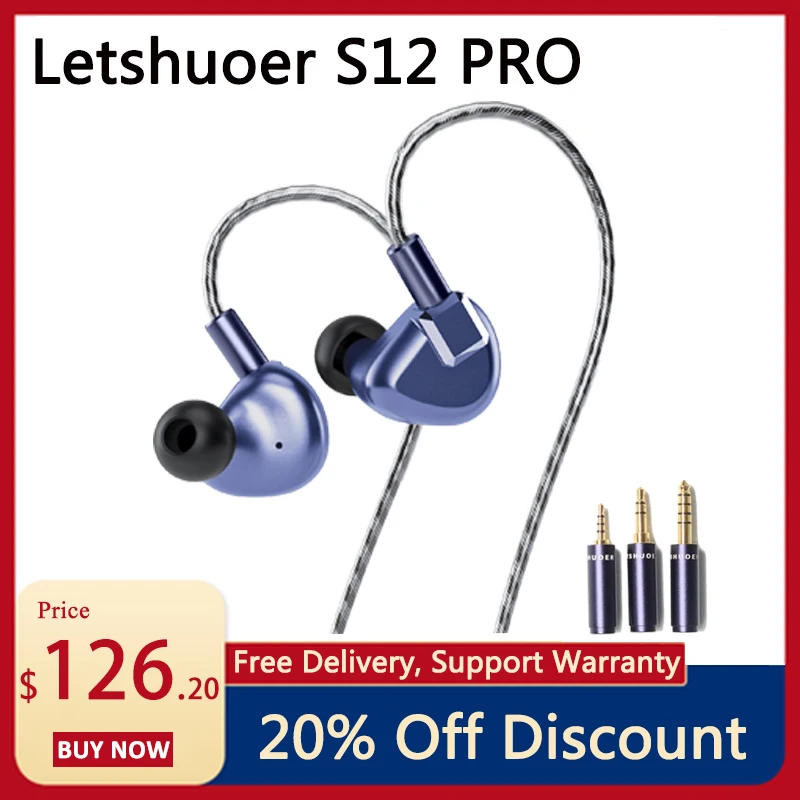 

Letshuoer S12 PRO |Shuoer S12 Magnetic Planar Driver IEM Hi-Fi Earphones Silver Plated Copper Cable with 2.5/3.5/4.4mm plug