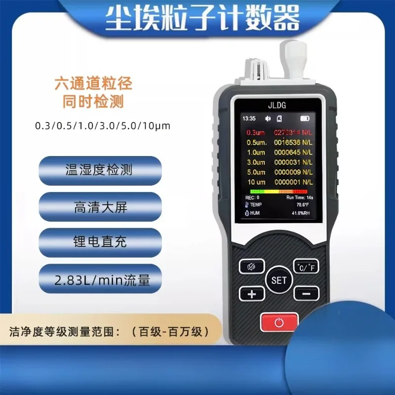 6-Channel Dust Particle Counter Particulate Matter Tester Meter for Indoor and Outdoor Dust Particle Air Quality Monitor