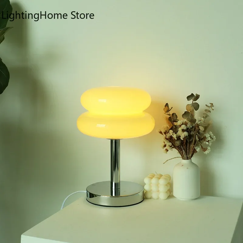 Ins Glass Stained Table Lamp Children\'s Lamp Bedroom Bedside Atmosphere Lamp Decoration Egg Tart Lamp Drop Shipping Dropshipping