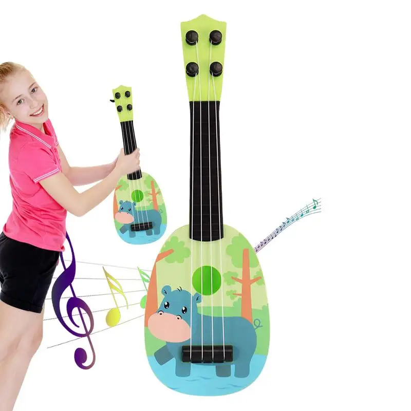 Cute Animal Pattern Ukulele Children Ukulele Musical Toys 4 Strings Small Guitar Montessori Education Instruments Musician Gift