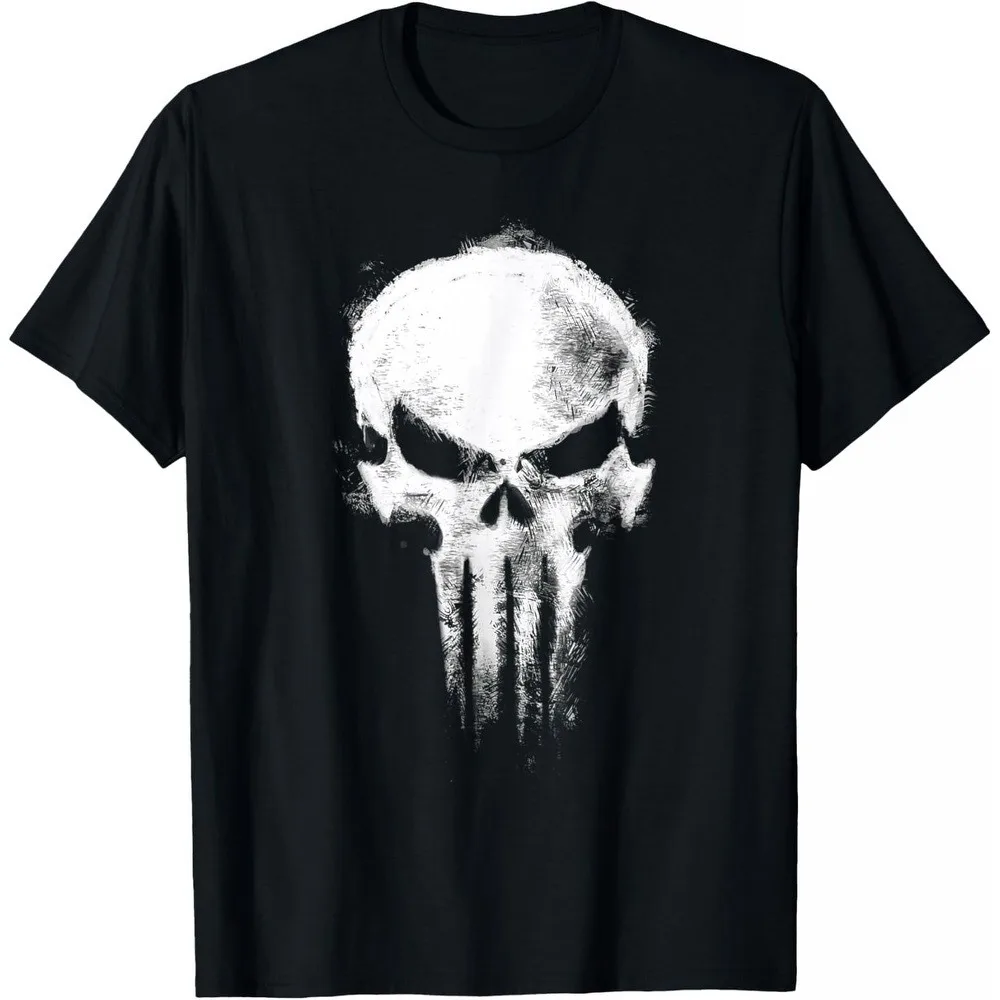 Camiseta Punisher Gótica Unisex de Manga Corta, Algodón Grueso, Corte Holgado, Cuello Redondo, Estilo Casual para Hombre y Mujer