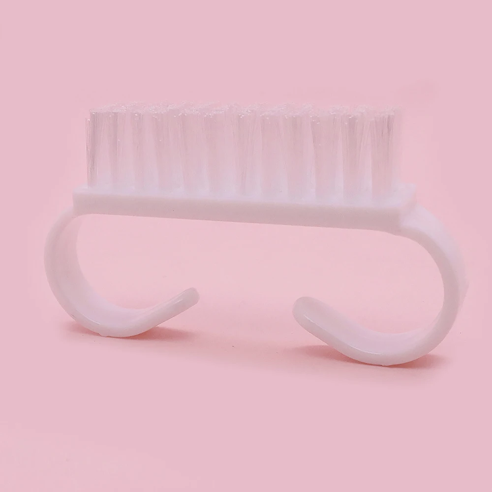 10 pçs branco pequeno ângulo lidar com escova de unhas limpeza em pó remover poeira manicure suprimentos acrílico escova da arte do prego acessórios do prego