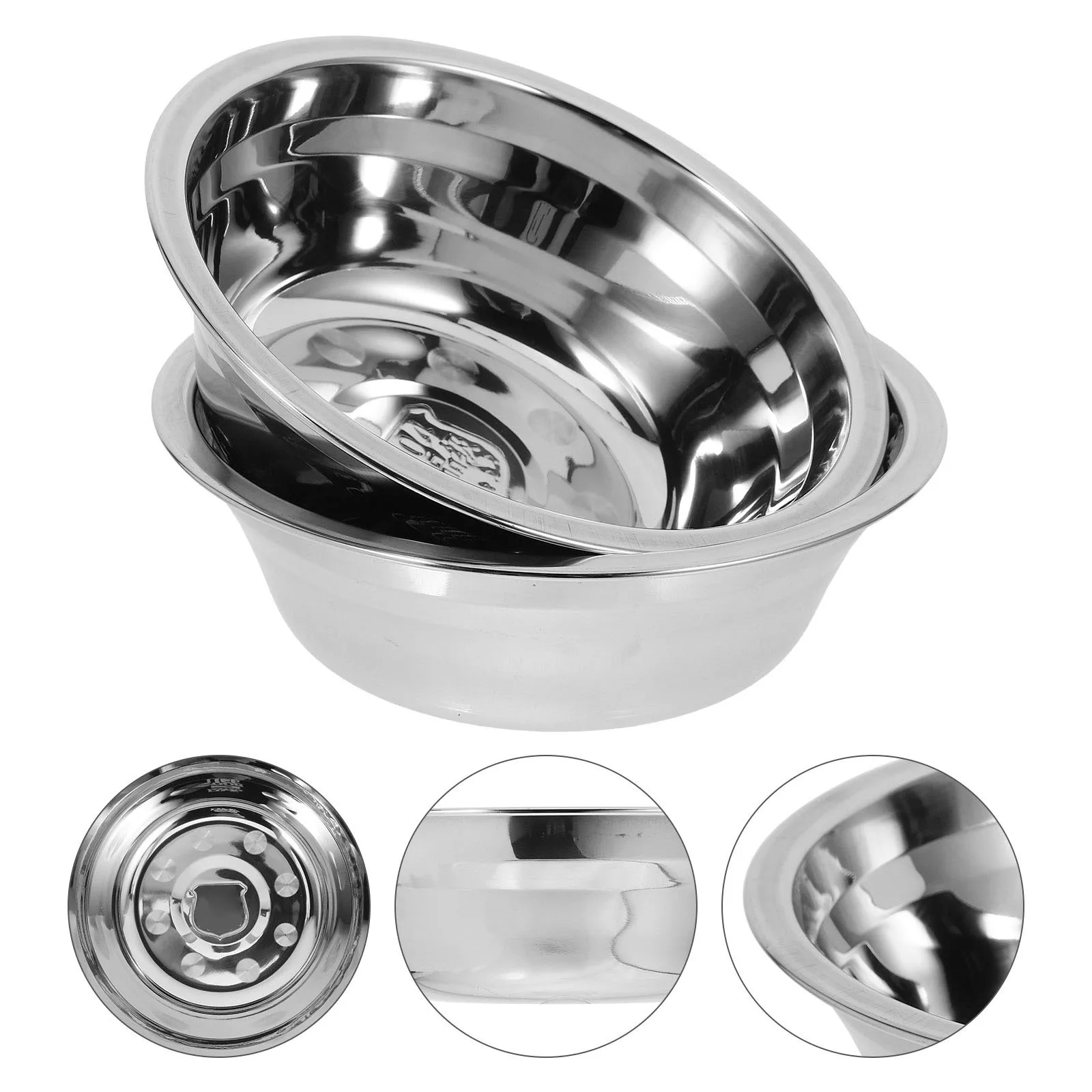 

2Pcs Stainless Steel Metal Mixing Bowls Large Thick Round Nesting Bowls for Kitchen Prep Food Storage Vegetable Basin