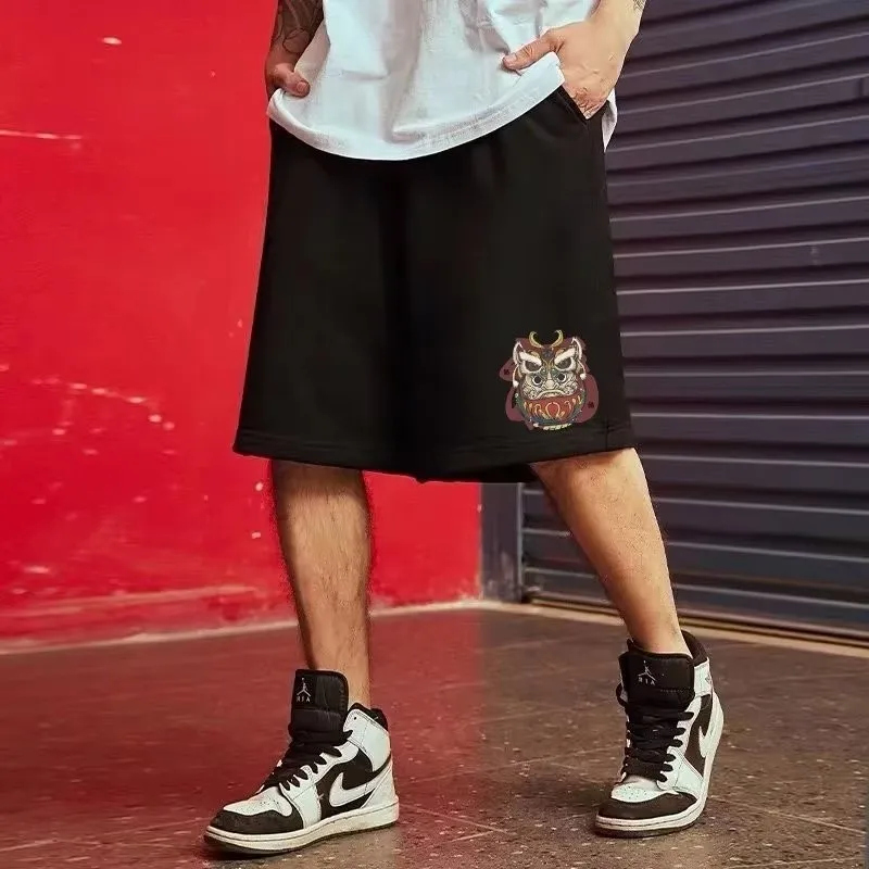 

8XL свободные шорты большого размера, мужские шорты с принтом льва, японский самурайский стиль, повседневные спортивные пляжные брюки, шорты