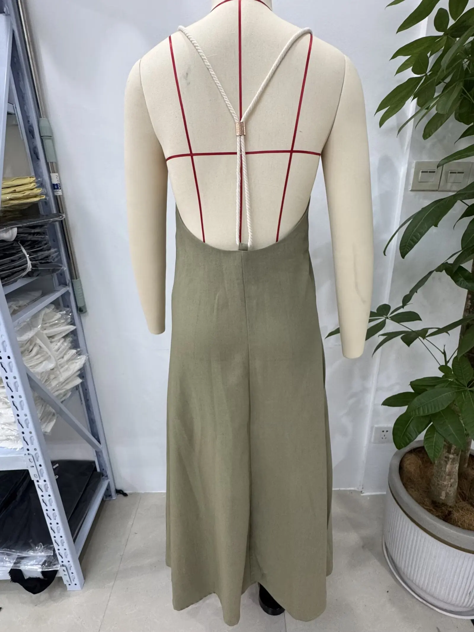 Kondala chique sexy linho camisola mulher vestido moda 2025 verão holiay sem costas midi vestido longo solto mujer praia