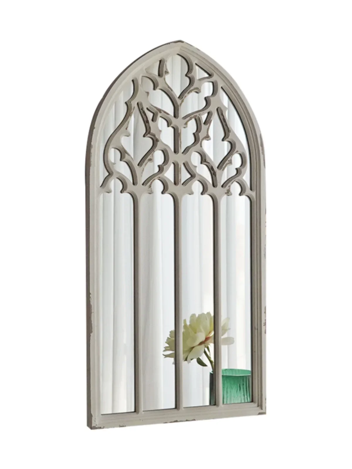 European French Retro Vintage Vintage Window Mirror, Porch Mirror, Background Wall Decoration,homestay Display Props