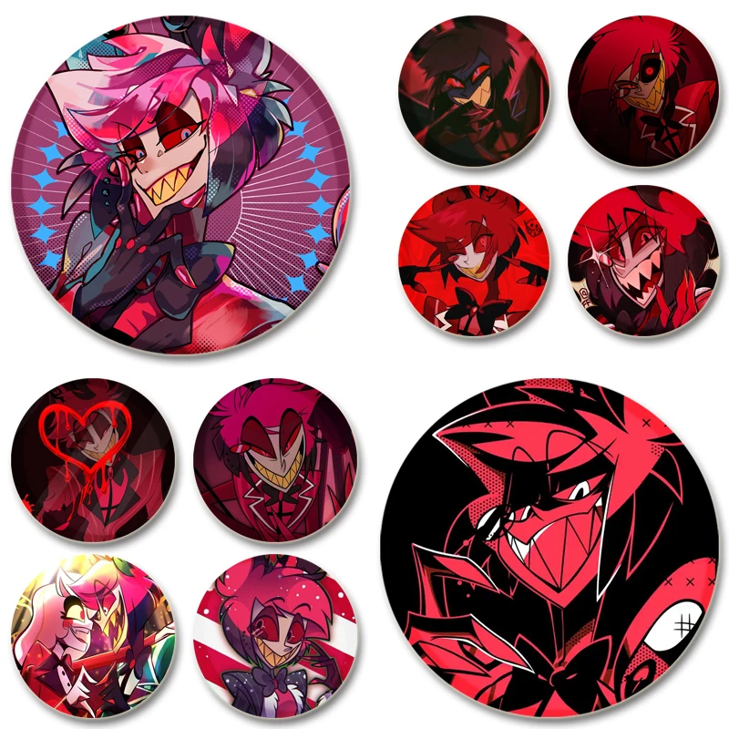 

Alastor Anime Character Badge Cosplay Cartoon Red Brooches Exquisite Cute Creative Enamel Pins for Backpack Accessories Jewelry