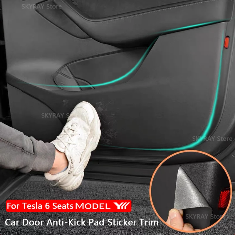 Protetor de Porta de Carro Anti-Chute para Tesla Model YL 6 Lugares, Kit de Adesivos de Couro, Capa Protetora Lateral da Porta, Acessórios Internos Automotivos