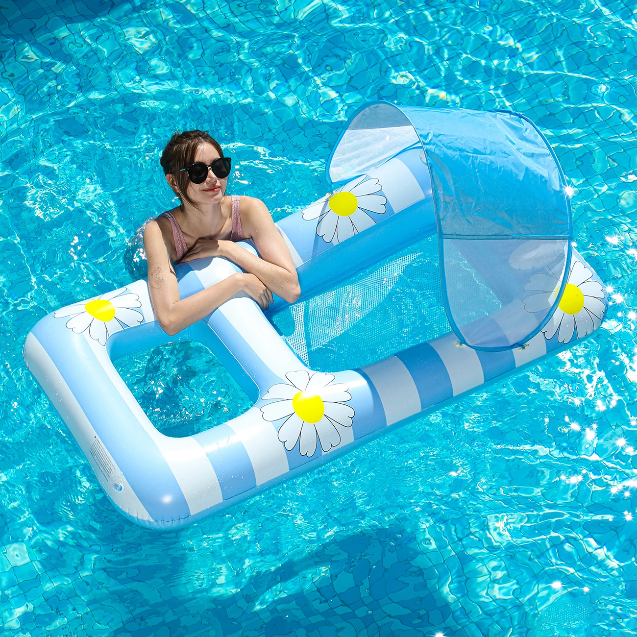

1PC Set of Striped Pool Floats Inflatable Pool Floaties Raftst Floating Chair Water Floaties for Swimming Pool