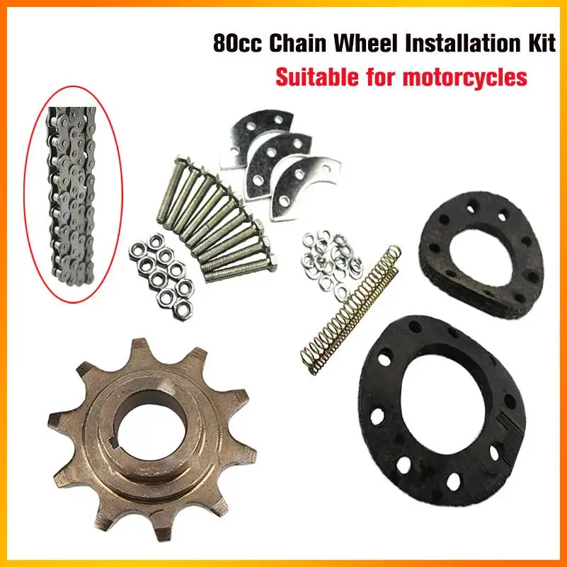 415-110 Chain & 44T Sprocket 10T Drive Sprocket Kit For 49cc 60cc 66cc 80cc Motor Motorized Bicycle Bike Accessories