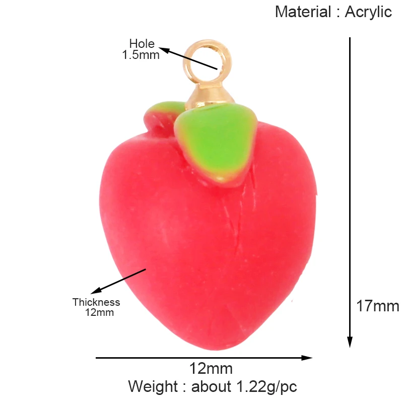 Arylic 3D Obst Erdbeere Traube Mango Durian Wassermelone Kirsche Granatapfel Charm Anhänger, Schmuck Halskette Armband Versorgung S18 – Detail 6