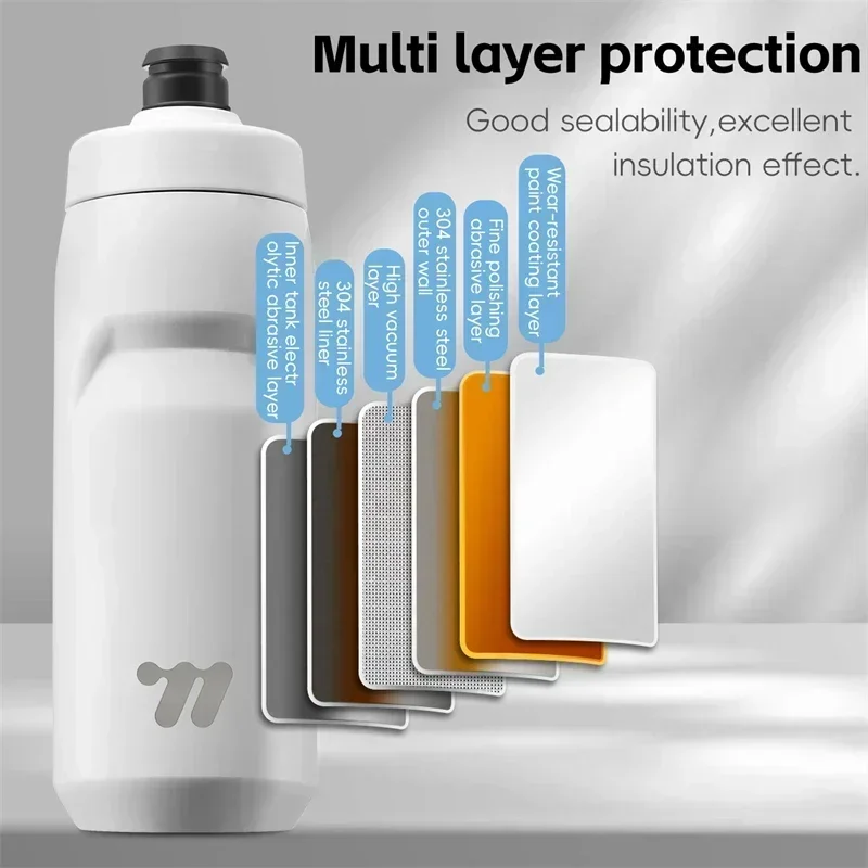 WEST BIKING Cycling Water Bottle 550ml Food-Grade Stainless Steel Thermal Bottle Sports Metal Kettle Cold Water Insulated Bottle