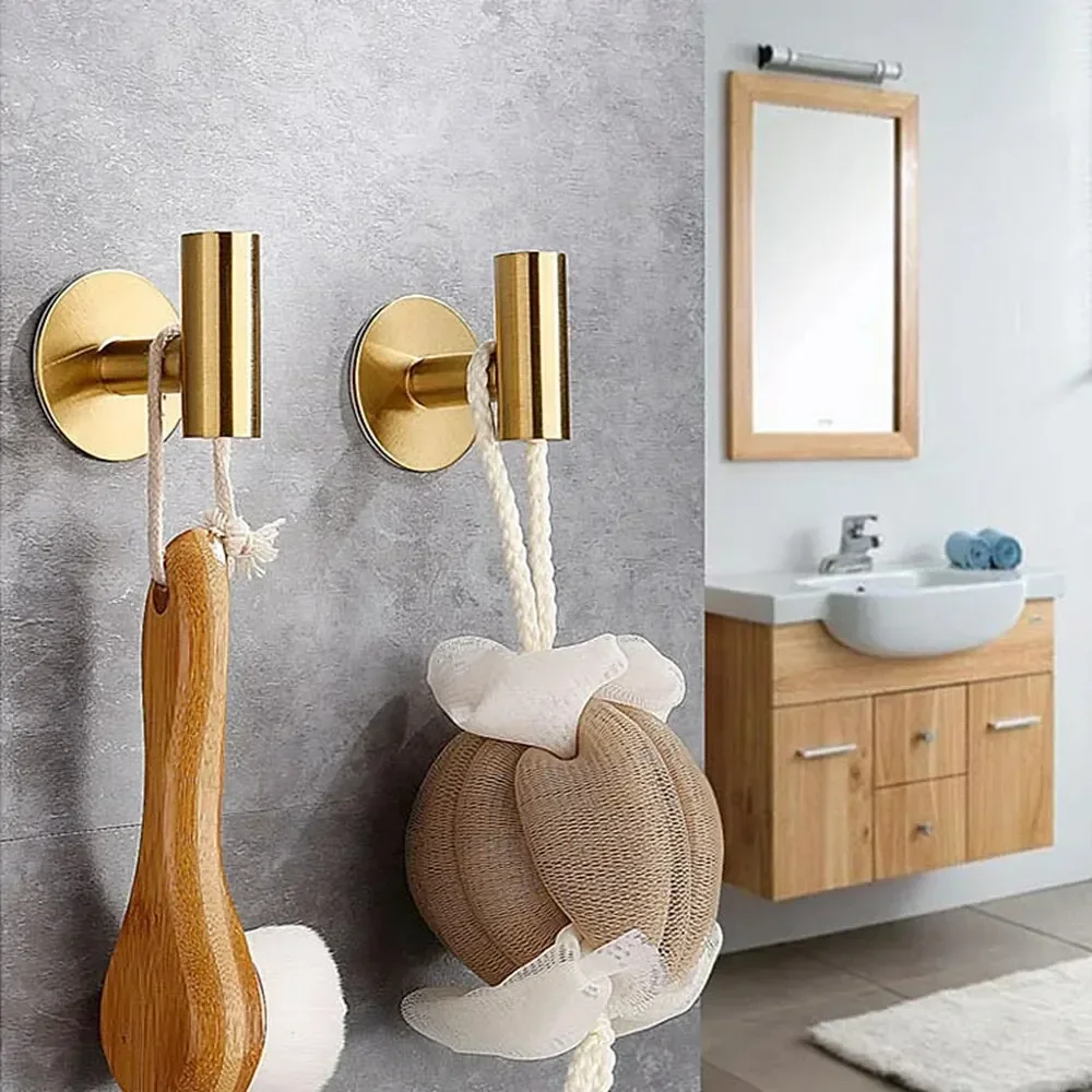 

Stainless Steel Bathroom Self-adhesive Hooks Wall Stickers Hooks Coat Keys Towel Racks Bags Coat Racks Home Accessories Storage