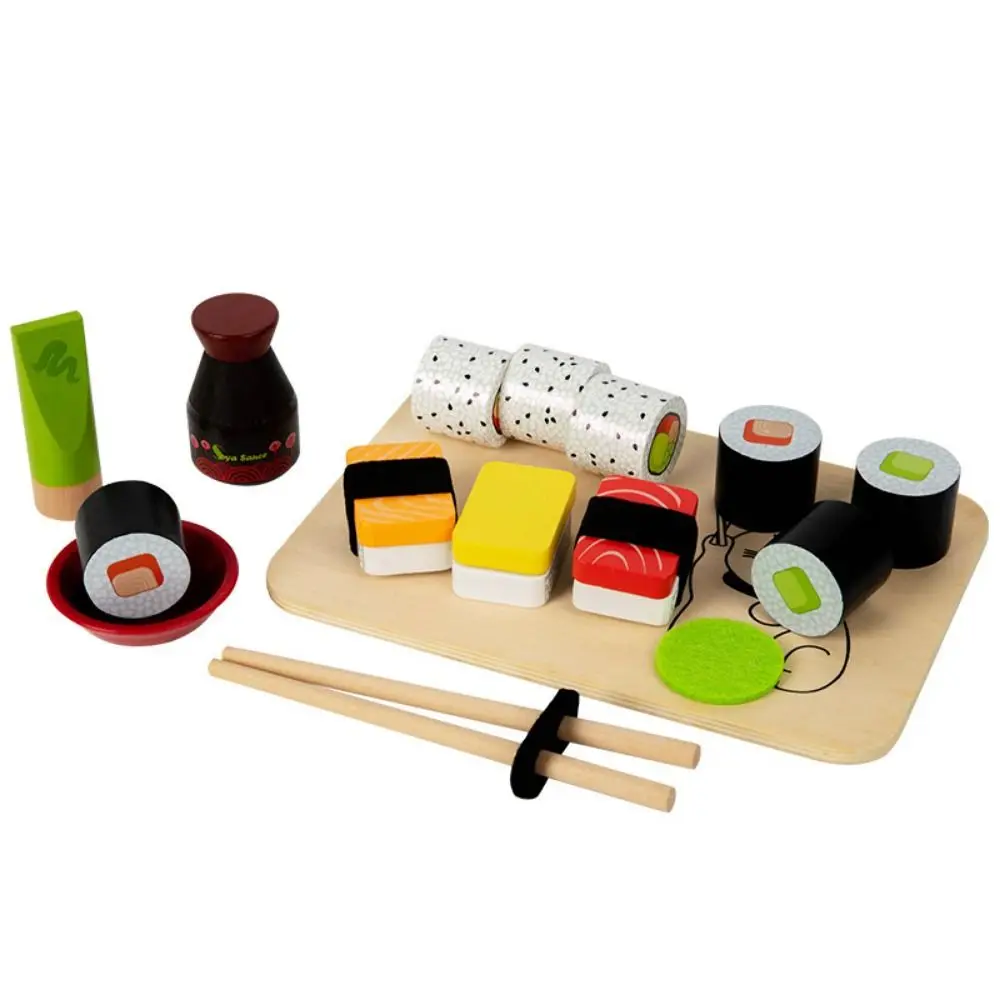 Simulation drôle faire Sushi cuisine jouet lisse Style japonais ensemble de nourriture en bois cadeau d'anniversaire éducatif semblant jouer ensemble de nourriture