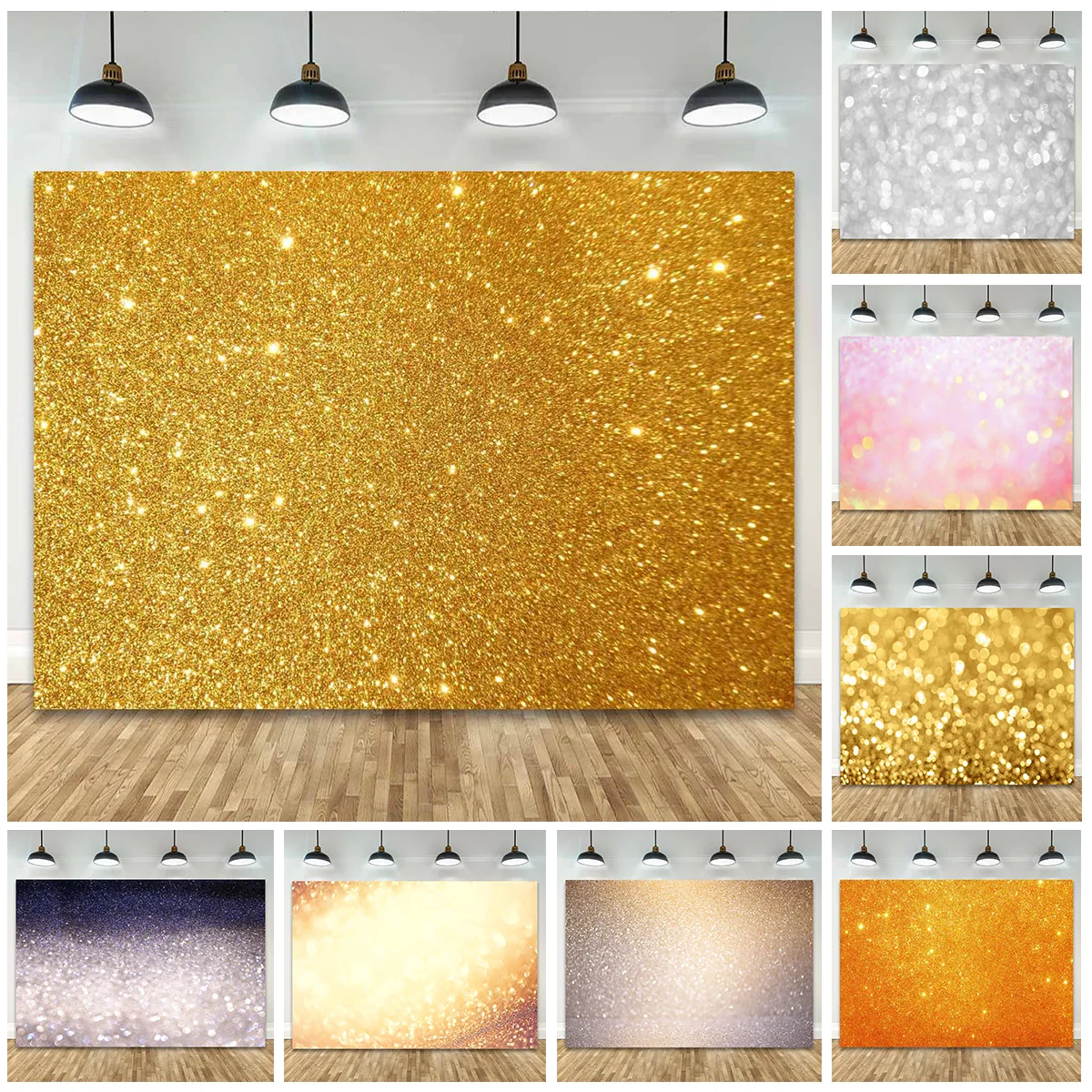 Golden Silver Glitters Backdrops Sparkles Party Photozone Background for Photo Studio Baby Portrait Product Photo Shooting