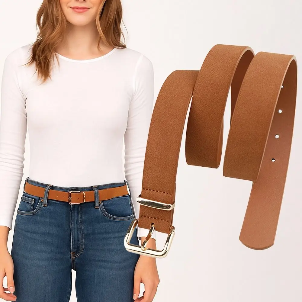 

Trendy Pin buckle Suede Leather Belt Luxury Design Casual Business Waist Belt Retro Waistband For Women