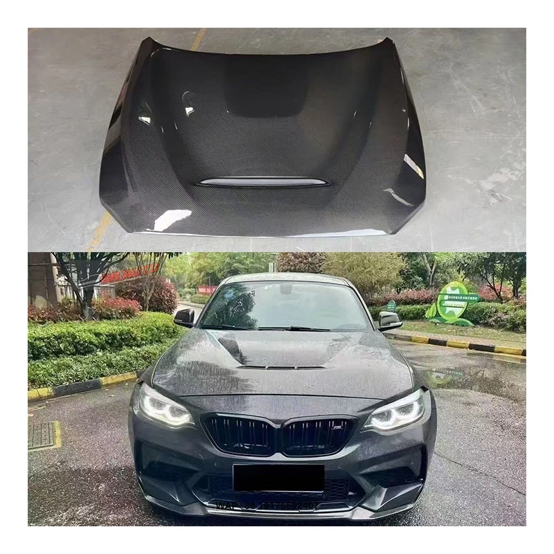 

New for 2 Series F22 M2 M2C CS Carbon Fiber Hood with Bumper and Exhaust Cut-Outs-Bolt-On