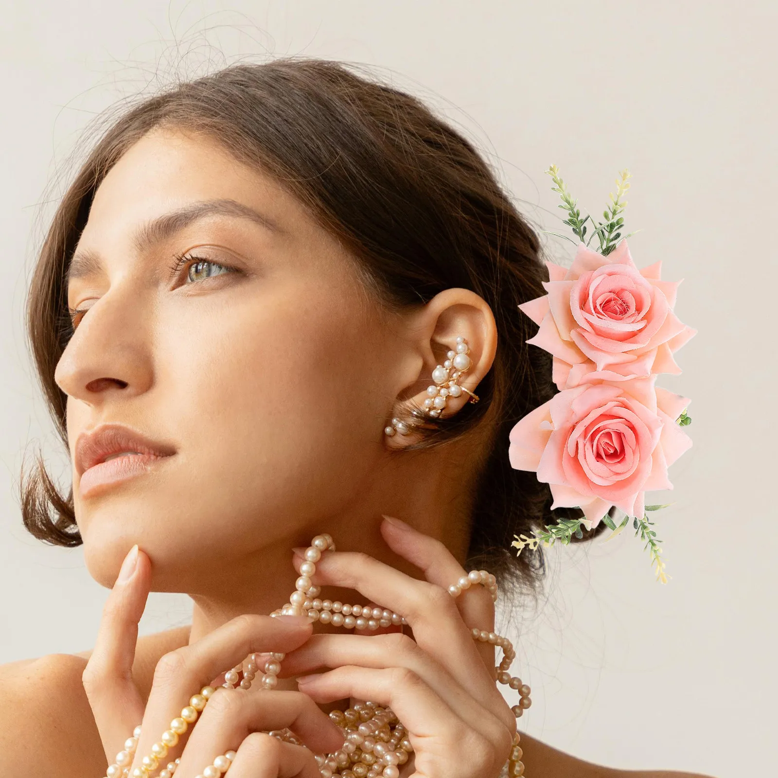 

Floral Hair Side Comb with Artificial Rose for Women Elegant Wedding Updo Accessory Metal Teeth Party Bridal Hairstyle Decor