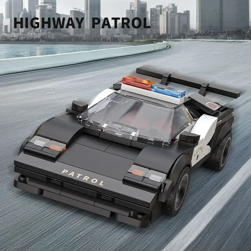 266PCS City Patrol Police Car Building Blocks Classic Supercar Vehicle Model Bricks Desktop Decoration Toy Kids Holiday Gifts