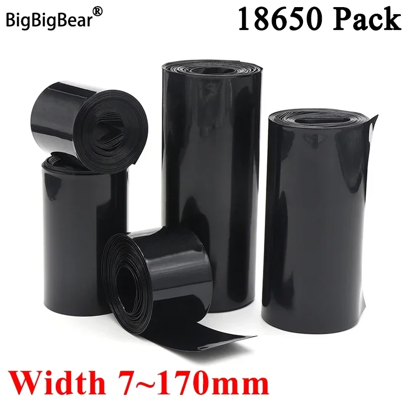 

1 Meter Black 18650 Lipo Battery PVC Heat Shrink Tube Pack 7mm ~ 170mm Width Insulated Film Wrap lithium Case Cable Sleeve